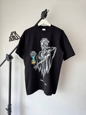 Warren Lotas Time Is Precious Reaper Black Cotton Tee